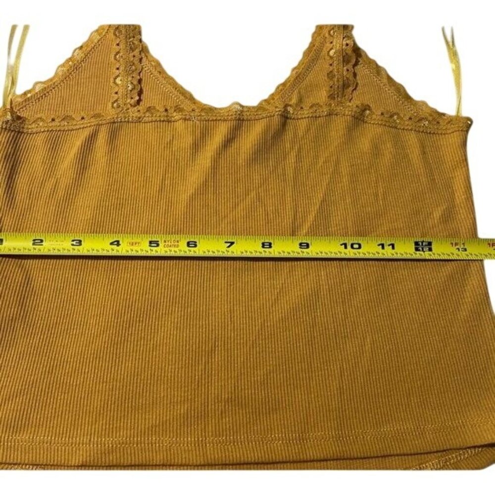Hippie Rose Juniors' Ribbed Henley Tank Top - Golden Ore | Size M, New - Picture 5 of 6